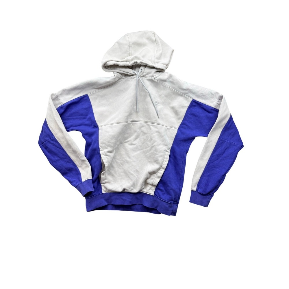 Nike Colorblock Pullover Hoodie Womens Medium Blue White Embroidered Swoosh
